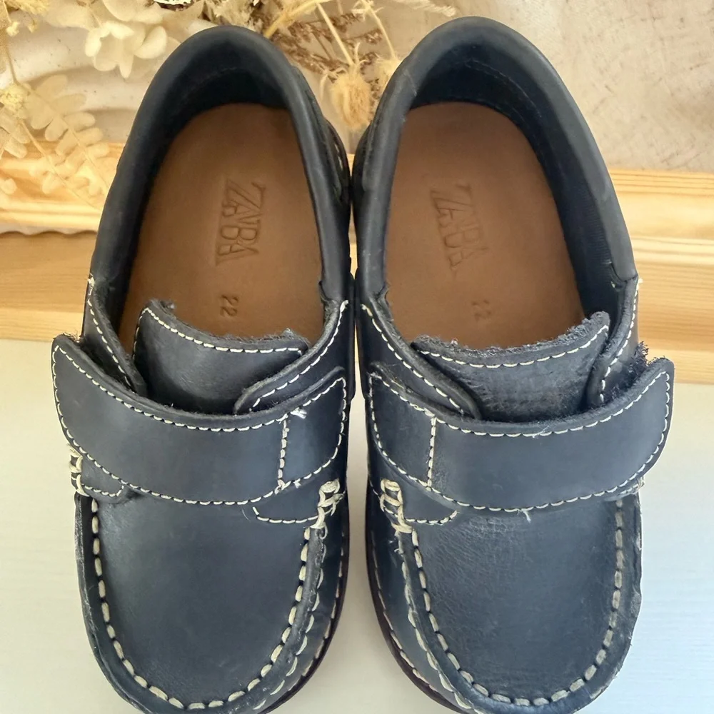 Kids  Leather Velcro Dress Loafers
